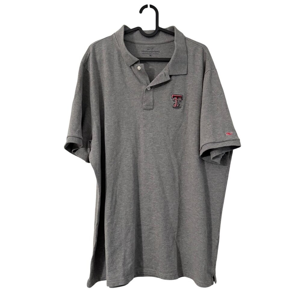 Vineyard Vines Gray Texas Tech University Embroidered Short Sleeve Polo Mens XL